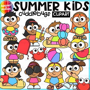 Summer Kids Clipart | Cuddlebugs Collection | Cute Summer Clip art