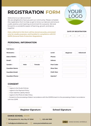 Dance Studio Registration Kit | Enrollment Forms & Waivers | Canva Templates - Etsy