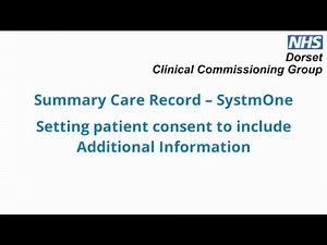Setting Summary Care Record (SCR) Consent in SystmOne