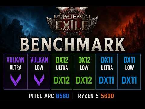 Path of Exile 2 Benchmark Vulkan vs DX12 vs DX11 Ultra & Low Settings Intel Arc B580 Ryzen 5 5600