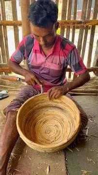 Step-by-Step Guide: How to Weave a Traditional Cane Basket (Dhama).#shortsfeed #woodscraft #ytshorts