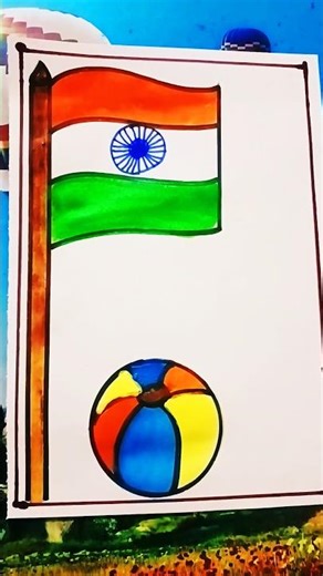 Easy FLAG drawing |#shorts #trending #ytshorts #drawing #DrawingWithChiku #viral #flag #tutorial