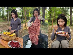 Amazing cooking deep fried beef to make curry recipe