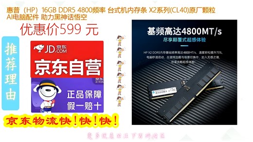 惠普_HPGB DDR5 4800频率 台式机内存条 X2系列_CL原厂颗粒 AI电脑配