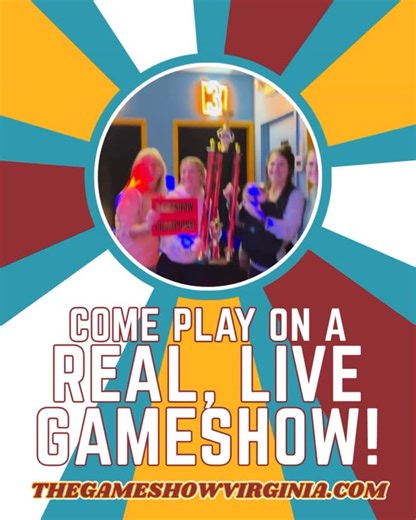 We’re the Game Show by Rush Hour! Our one hour show is a series of 9 different games, where 4-20 players can compete to win a picture with the trophy! Have you ever wanted to play your favorite game shows but don’t feel like going out to LA? Forget all the hassle and let us host your next game night! Call us at 540-760-0035 or visit us at thegameshowvirginia.com to book your show! #gamenight #familyfun #groupactivities #teambuilding #fxbg | The Game Show Virginia