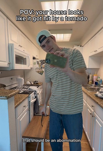 RIP to our house it got hit by a bazooka 🤯 and Kat’s old phone case was orange… in the trash! Finally, our house is clean 🤩 @katiamoncur