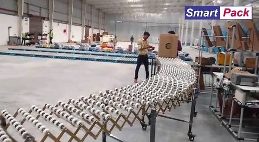 Skate Wheel Conveyors made with steel skate wheels mounted on axles to convey product. This is the most economical type of conveyor for conveying of goods in warehouses and for loading/unloading of trucks and vehicles. The conveyor is completely flexible and can be formed into various shapes depending on the space available. Hence, a flexible conveying path can be temporarily created anywhere inside the factory. Once the use of the conveyor is over it can be compressed to about one - third of it