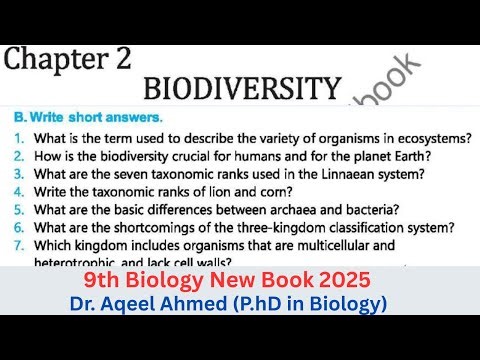 9Th Class Biology New Book 2025 ||Chapter 2 Exercise Short Questions || Punjab Board 9th new Biology