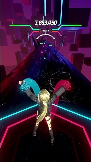 Spiral Mode in Synth Riders. Find your stance, don't move your feet and lean side to side!