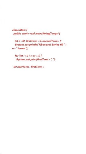 Java Program to find Fibonacci series till N.#dsa #codinginterview #javaprogramming #viral