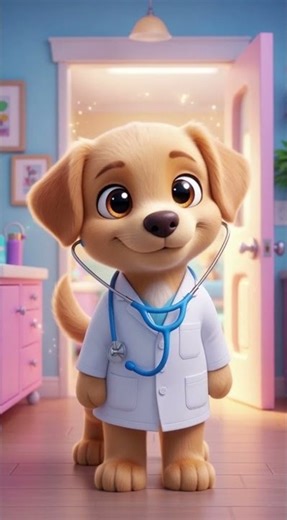 Puppy Doctor Helps a Sick Kitten 🐶🩺 | Cute Cartoon for Kids #cat #dog #ai