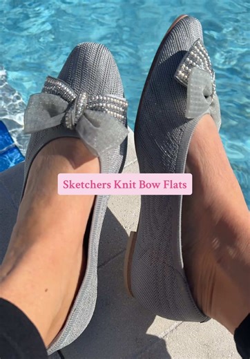 Cute and Comfortable Skechers Knit Bow Flats