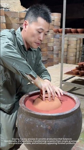 The process of glazing ceramics