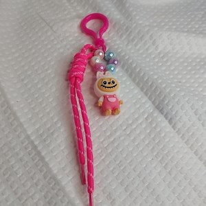 Colorful Monster Key Chain Or Bag Charm Style #5 Hot Pink.