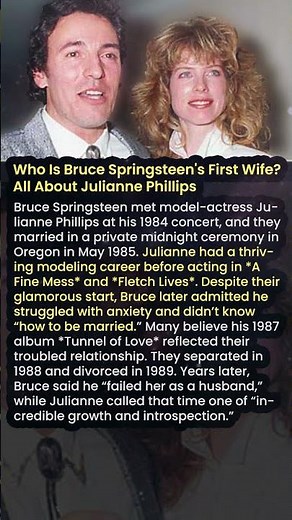 Who Is Bruce Springsteen's First Wife All About Julianne Phillips #shorts