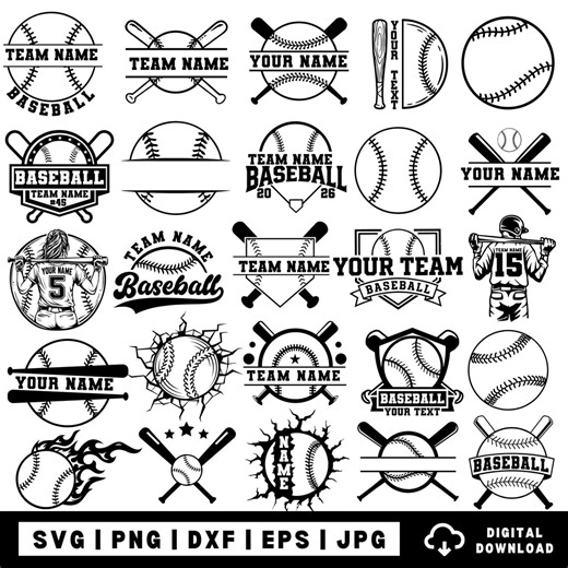 Baseball Svg,custom Baseball Svg,baseball Team Svg,baseball Font Svg,baseball Split Monogram Svg,baseball Clipart,editable Baseball Graphics - Etsy