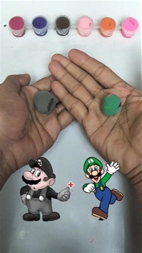 Mario and Luigi Clay to Make Yoshi! 🦖 #Satisfying #DIYCrafts #ColorMixing #Shorts