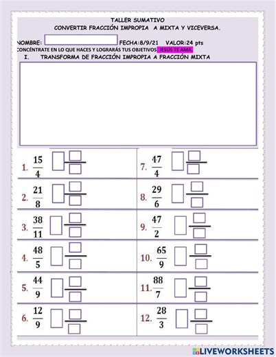 Matemática de 6° worksheet