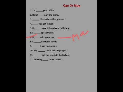 Can | May English Grammar Exercise| Can - May When and where to use