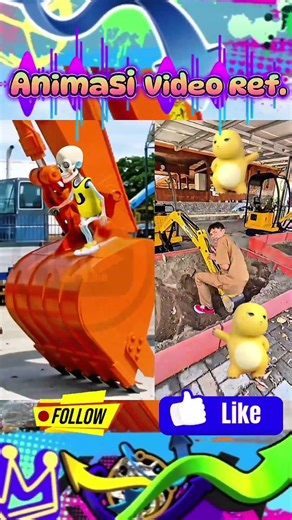 Upin Skeleton mau naik Eskavator ⁉️😄 Animasi vs Original #upinipin #shorts #viralshorts #trending