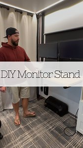 DIY monitor stand💻 One of the first projects Tyler did in the trailer was remove the couches from the HappiJac lift and add a desk. He knew he needed a folding monitor mount and this was the perfect solution!! What do you think of his DIY monitor stand?! . . Hi🤗 We’re Alexis and Tyler Winn!! We live full-time in our 2019 Cyclone fifth wheel. Follow along as we give insights to rv living, adventures and amazing places to visit!!! ➡️@winn_on_the_road ———————————————————— #winnontheroad #diy #diy