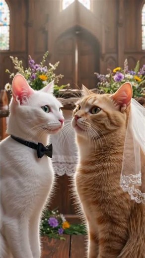 viral cats getting married. Taking vows and Milo kissing his bride Indy. #catvideos #catshorts #cat