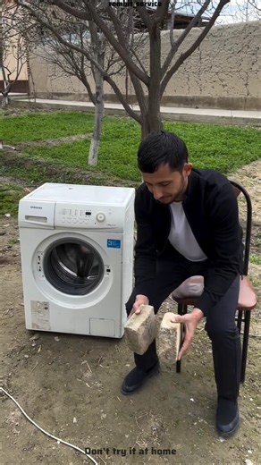This Guy Constantly Threw Stones in The Old Washing Machine... So it Started Moving Loudly 😱