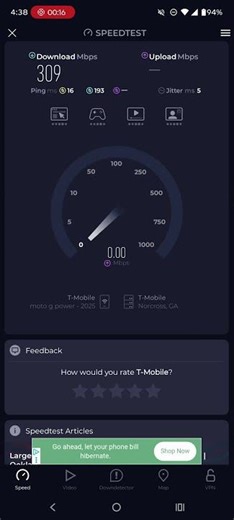 T-Mobile home Internet speed test