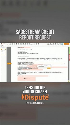 SageStream - Report Request (Step-by-Step) How to Get My Consumer File: I Dispute