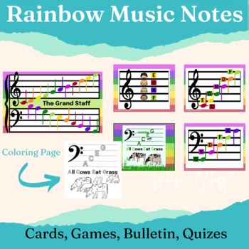 Music notes on Treble and Bass Clef Teach Note Reading Flash Cards & Activities