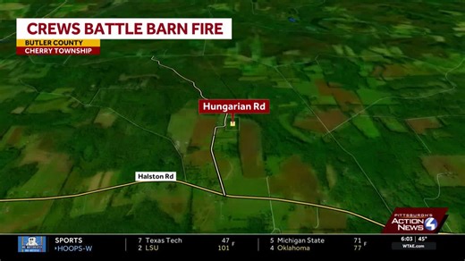 Fire breaks out at barn in Cherry Township
