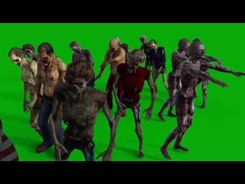 Greenscreen Footage - Zombie Group walking by