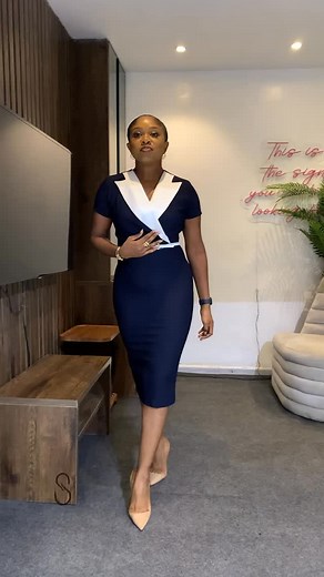 2K reactions · 66 shares | The perfect work dress. Item description: Navy blue dress with belt 74% polyester 13% Viscon 10% Elastan 3% cotton Uk Size: 6-14 Price: 93,500 Naira Model’s Size: UK 10 Model’s height: 5ft8 Model’s statistics: Bust/waist/hips- 34/30/42 To order; * Send us a DM, Click the link in our bio or Visit our store. #stylespaceafrica #workwearstyle #corporatedress #workwearinspo #navybluedress #workdress | Style Space Africa | Facebook