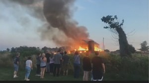Firefighters battle large barn fire in Frederick on Saturday