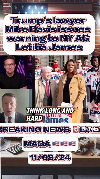 Trump's lawyer Mike Davis issues a strong warning to NY AG Letitia James #trump #attorney #letitiajames #newyork #criminal #president #new #politics