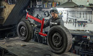 DIY bike with car wheels