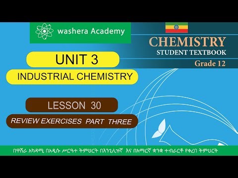 CHEMISTRY GRADE 12 UNIT 3 LESSON 30 REVIEW EXERCISE PART THREE