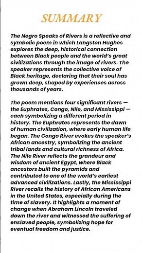The Negro Speaks of Rivers by Langston Hughes Summary