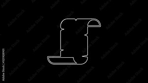 White line Ancient papyrus scroll icon isolated on black background. Parchment paper. Ancient Egypt symbol. 4K Video motion graphic animation