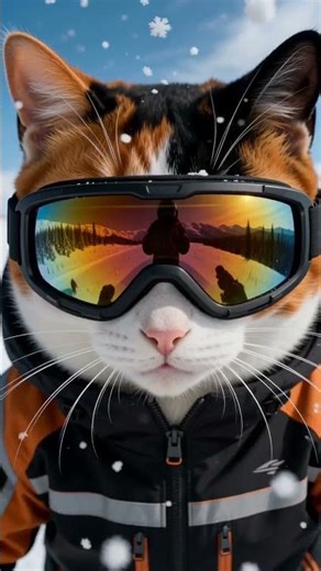 Outdoor pets series - A cat snowboarding