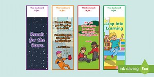 Classroom Themed Bookmarks with Motivational Quotes