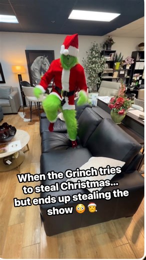 The Grinch Jumped on the Sofa Again 🎄 | Christmas Furniture Fun #sofa #LivingRoomFurniture #MadeInUSA | Brick and Mortarless Furniture