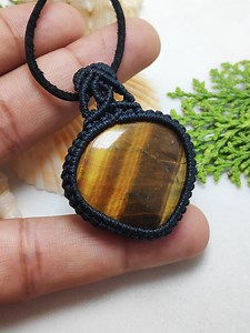 Macrame Pendant Natural Tiger Eye Heart Pendant Gift for Her Tiger Eye Macrame Jewelry. - Etsy Canada