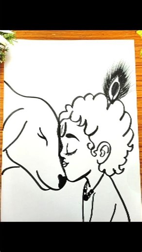 Baby Krishna and Cow Love Drawing Tutorial 🐄🦚✨ Easy Lord Krishna Art #littlekrishna #art #drawing