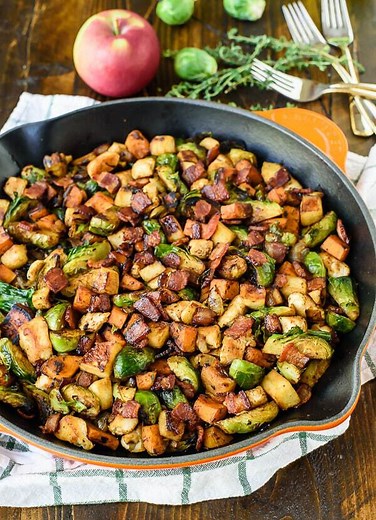 Harvest Chicken Skillet with Sweet Potatoes and Brussels Sprouts