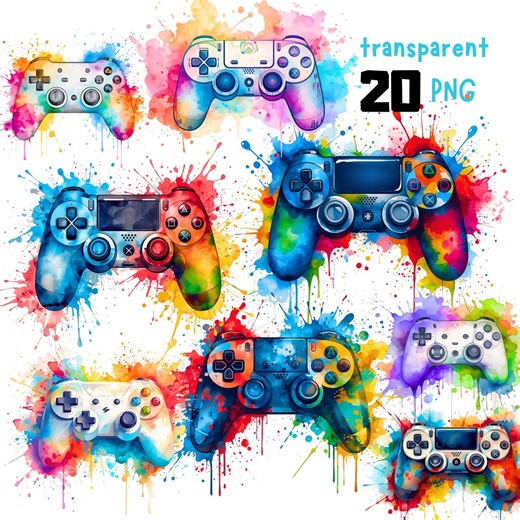 20 Game Controller PNG Clipart - High Quality Pngs - Digital Download - Card Making, Mixed Media,digital Paper Craft, Gaming Clipart, Gamer - Etsy