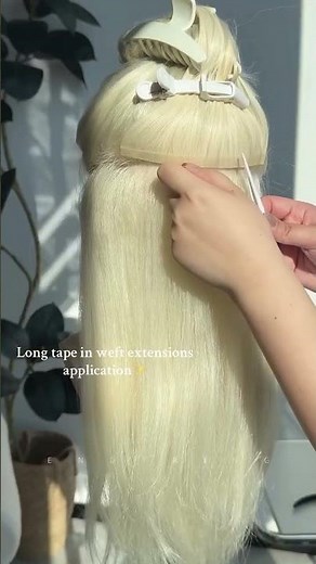 Long Tape Weft Hair Extensions Tutorial with Ice Silk Tape #hairextensions #hairtok #ugeathair #hair