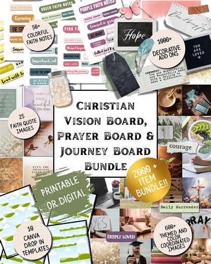 Christian Vision Board Bundle, Faith Journey Board Kit, Prayer Board Set, God Centered, Inspirational Affirmations, Proverbs 31 Woman - Etsy