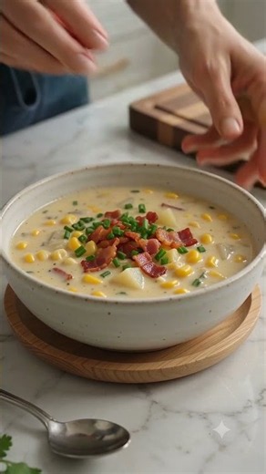 Creamy Corn Chowder 🌽🥣 Rich, Creamy & Comforting! #Shorts