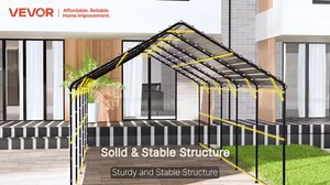 VEVOR Heavy Duty Metal Carport, 13' x 26' Outdoor Carport with Galvanized Steel Frame & Roof, Car Tent Garage Shade with Removable Sidewalls, Multi-Use Car Shelter for Pickup, Boat, Car & Tractors